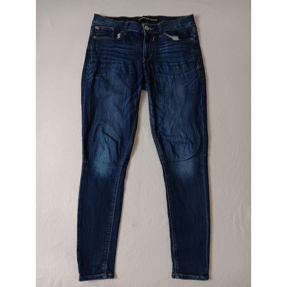 Express Jegging Leggings Womens 6 Blue Denim Stretch‎ Pockets Mid Rise Casual